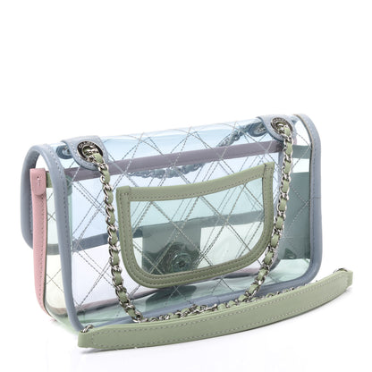 Chanel Lambskin PVC Quilted Medium Coco Splash Flap Blue Green 2 of 10