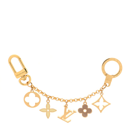 Louis Vuitton Brass Enamel Fleur De Monogram Bag Charm Chain Gold 1 of 4