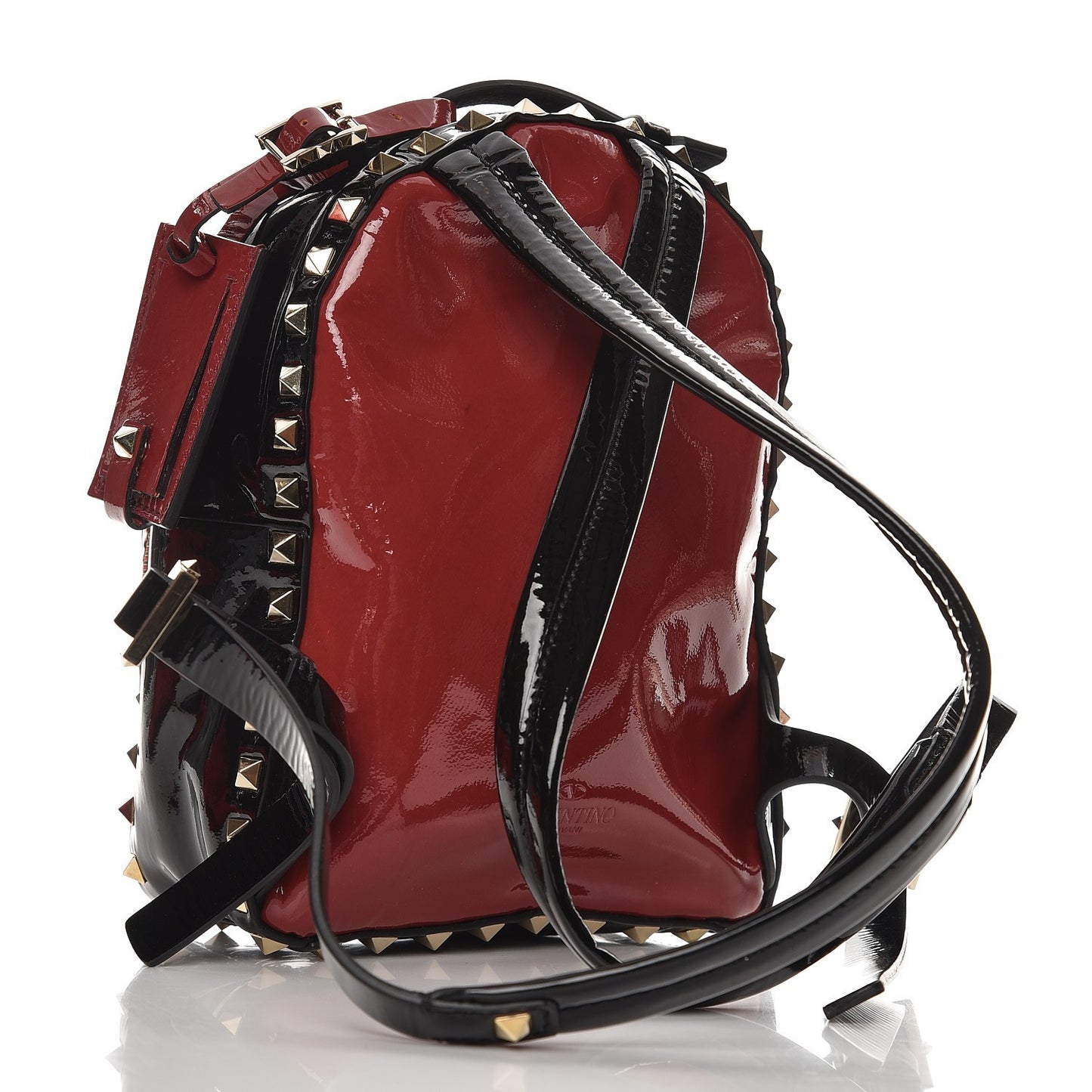 Patent Mini Rockstud Backpack Scarlet Black