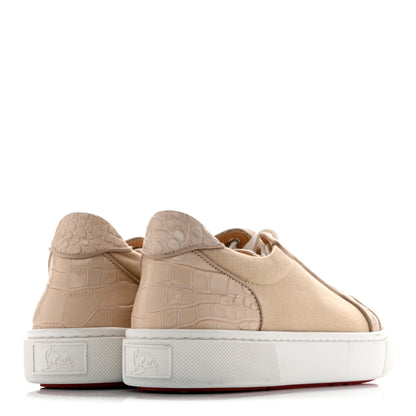 Christian Louboutin Calfskin Crocodile Embossed Vieirissima Orlato Flat Sneakers 39 Nougat 5 of 12