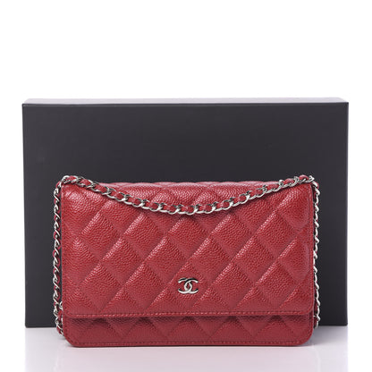 Chanel Iridescent Caviar Quilted Wallet On Chain WOC Red 11 of 11