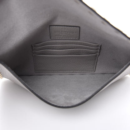 Valentino Garavani Pebbled Calfskin Medium Rockstud Envelope Flat Wristlet Pouch Grey 5 of 8
