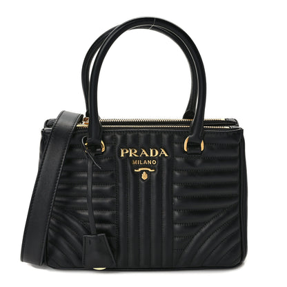 Prada Soft Calfskin Diagramme Galleria Double Zip Tote Black 1 of 9