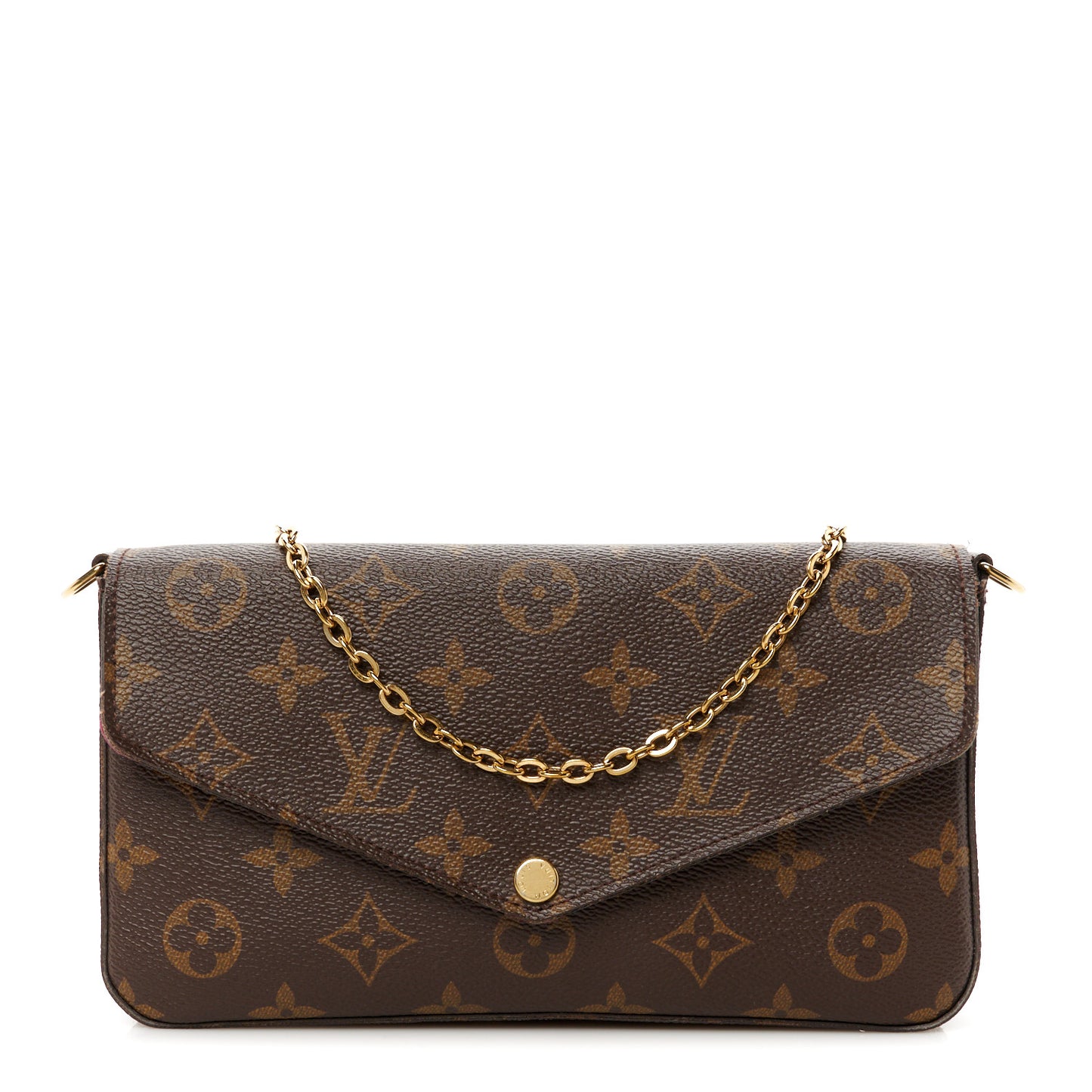Monogram Pochette Felicie Chain Wallet Fuchsia