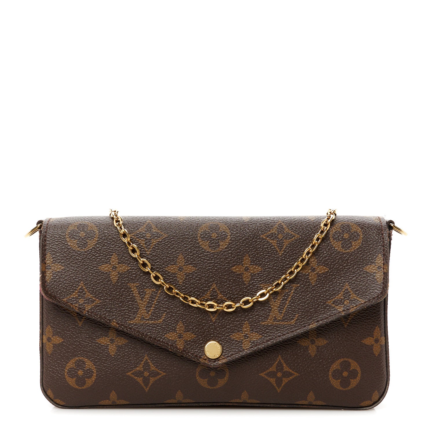 Louis Vuitton Monogram Pochette Felicie Chain Wallet Fuchsia 1 of 10