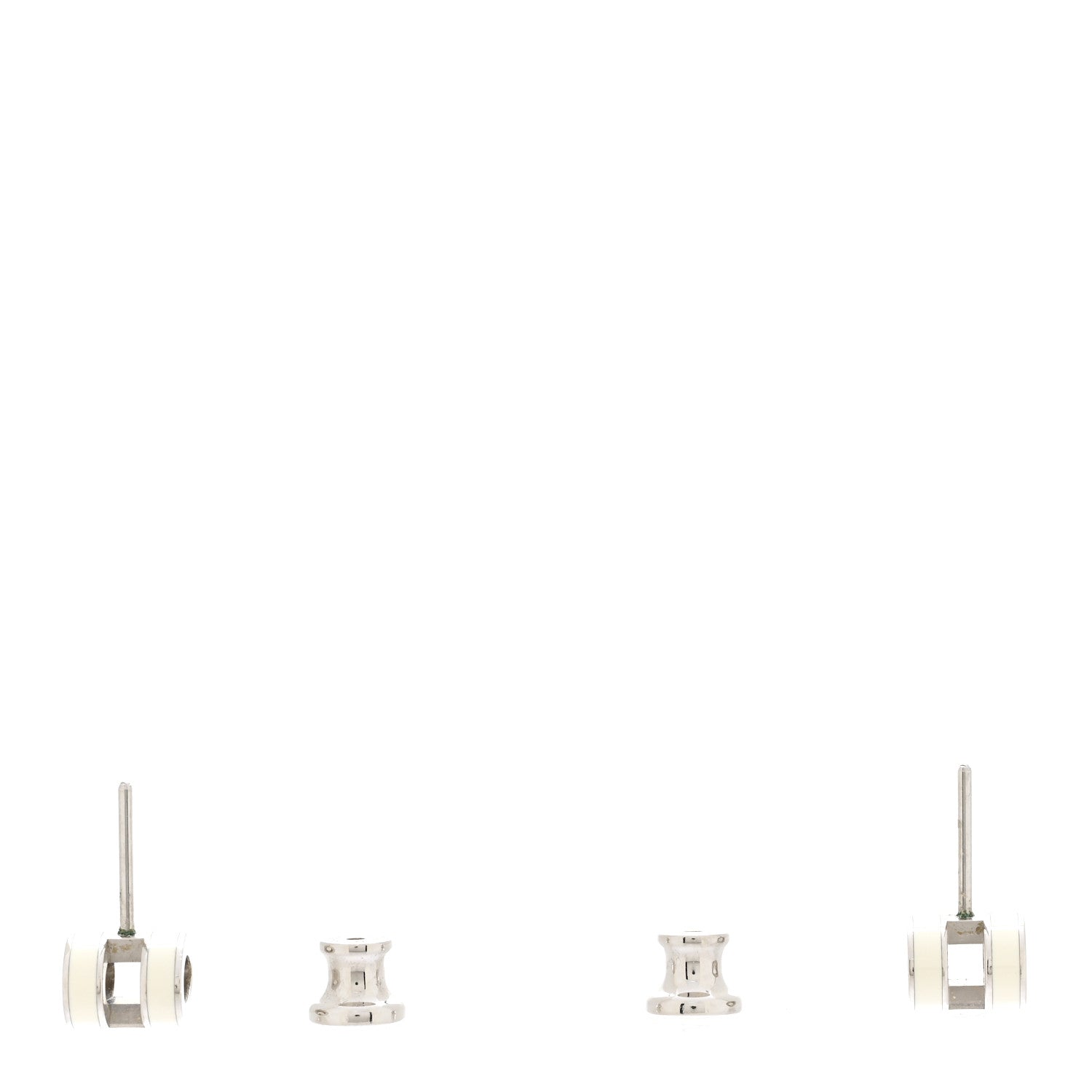 Hermes Palladium Lacquered Mini Pop H Earrings White 3 of 5