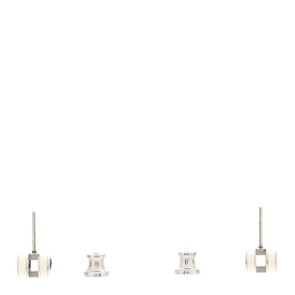 Hermes Palladium Lacquered Mini Pop H Earrings White 3 of 5