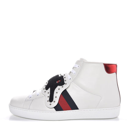 Gucci Calfskin Web Panther Embroidered Mens Ace High Top Sneakers 9.5 White 1 of 10