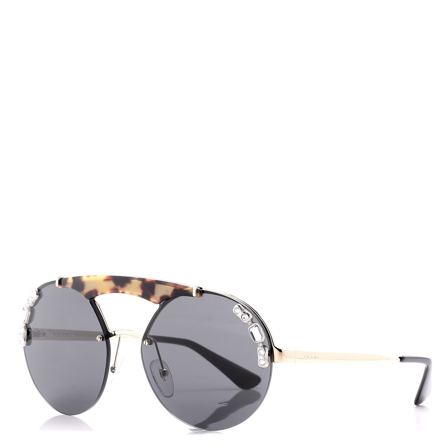 Prada Crystal Ornate Sunglasses SPR52U Havana 1 of 8