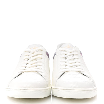 Louis Vuitton Iridescent Grained Calfskin Embossed Monogram Mens Luxembourg Low Top Sneakers 9.5 White 3 of 9
