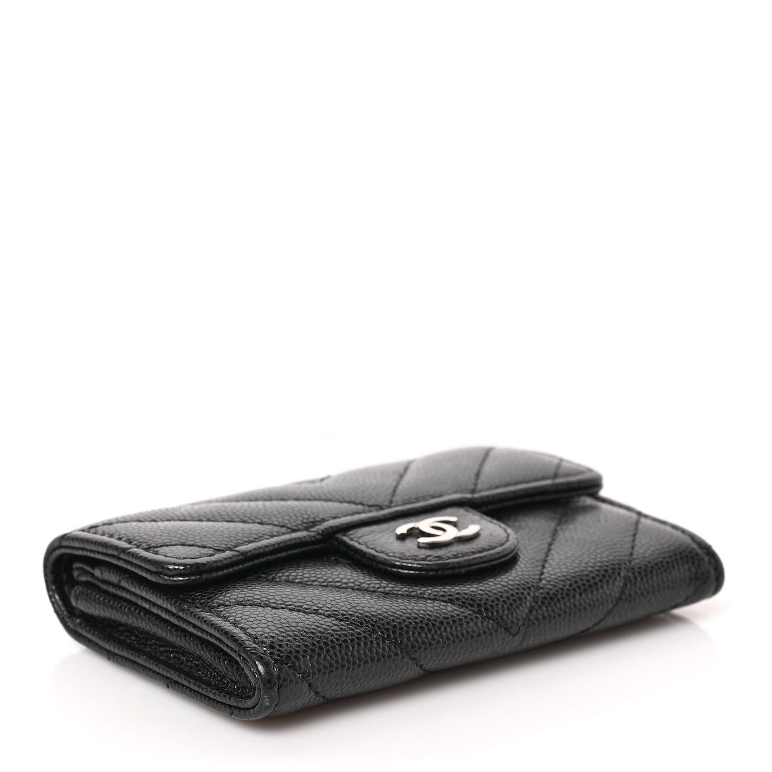 Chanel Caviar Chevron Quilted Flap Card Holder Black 4 of 7