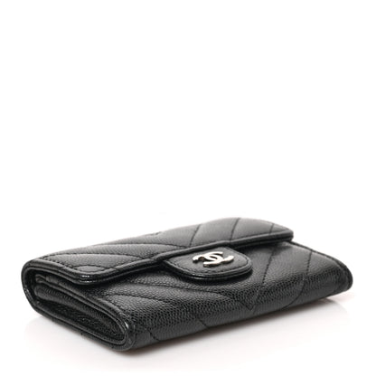 Chanel Caviar Chevron Quilted Flap Card Holder Black 4 of 7