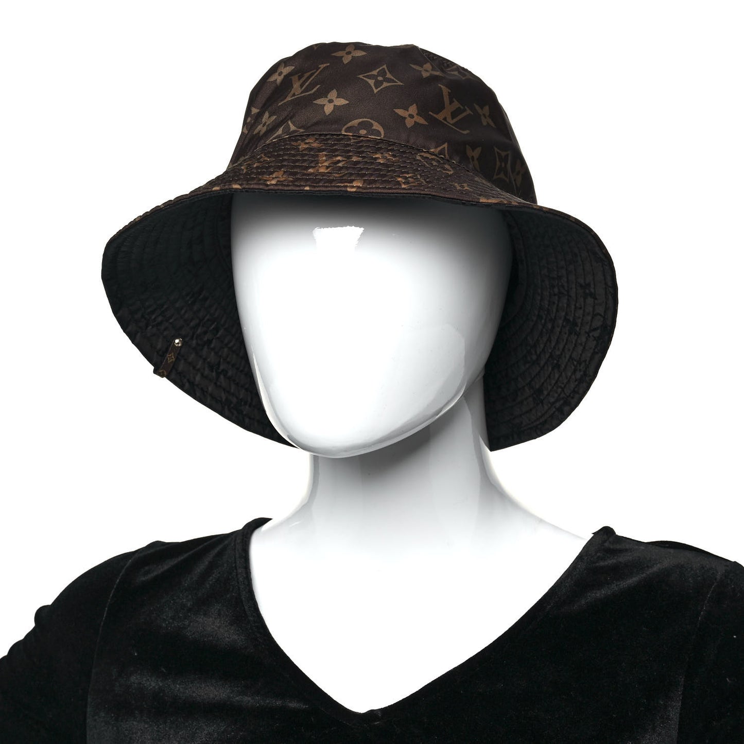 Nylon Monogram Reversible Bob Bucket Hat S Brown Black
