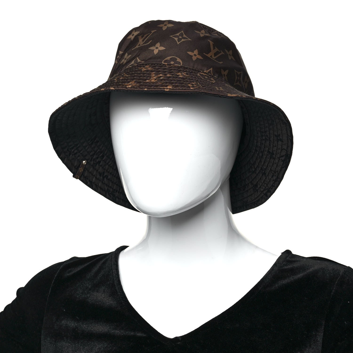 Louis Vuitton Nylon Monogram Reversible Bob Bucket Hat S Brown Black 2 of 14