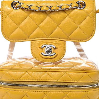 Chanel Crumpled Calfskin PVC Quilted Backpack Yellow 15 of 15
