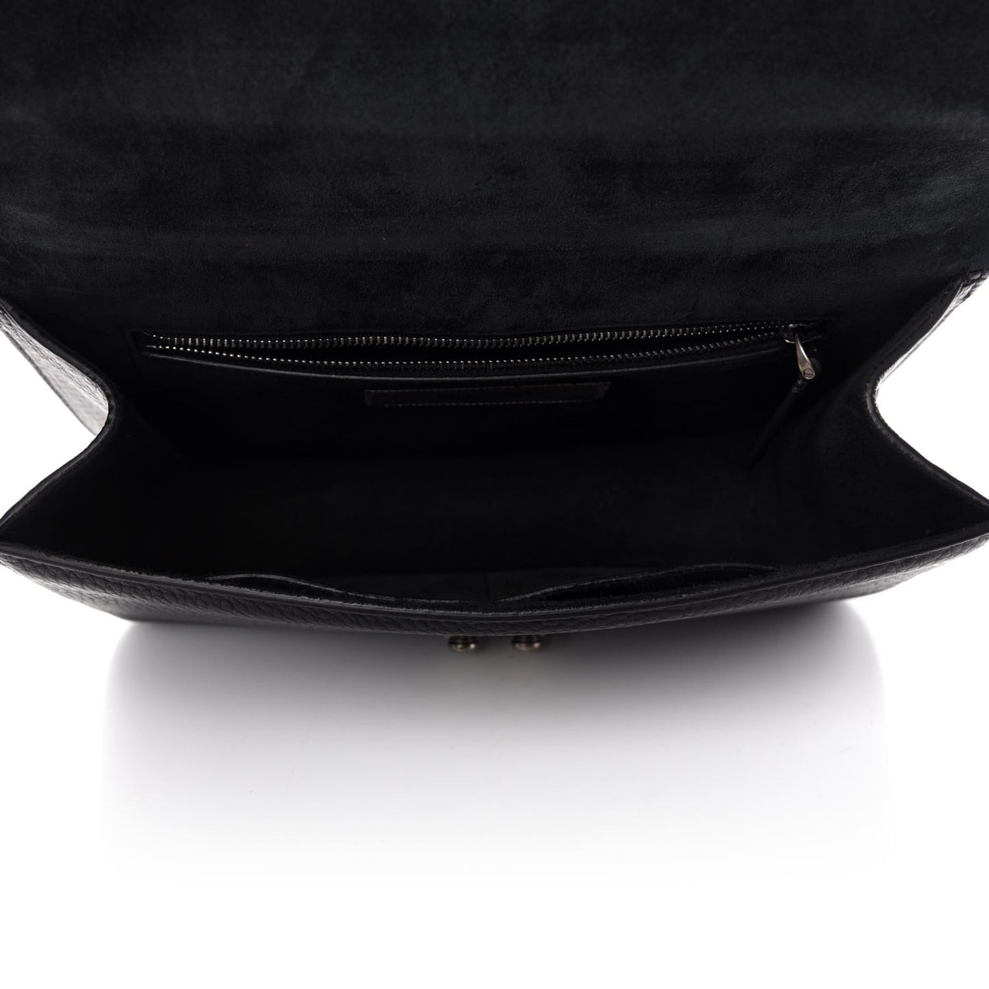 Pebbled Calfskin Star Studded Medium Lock Flap Black