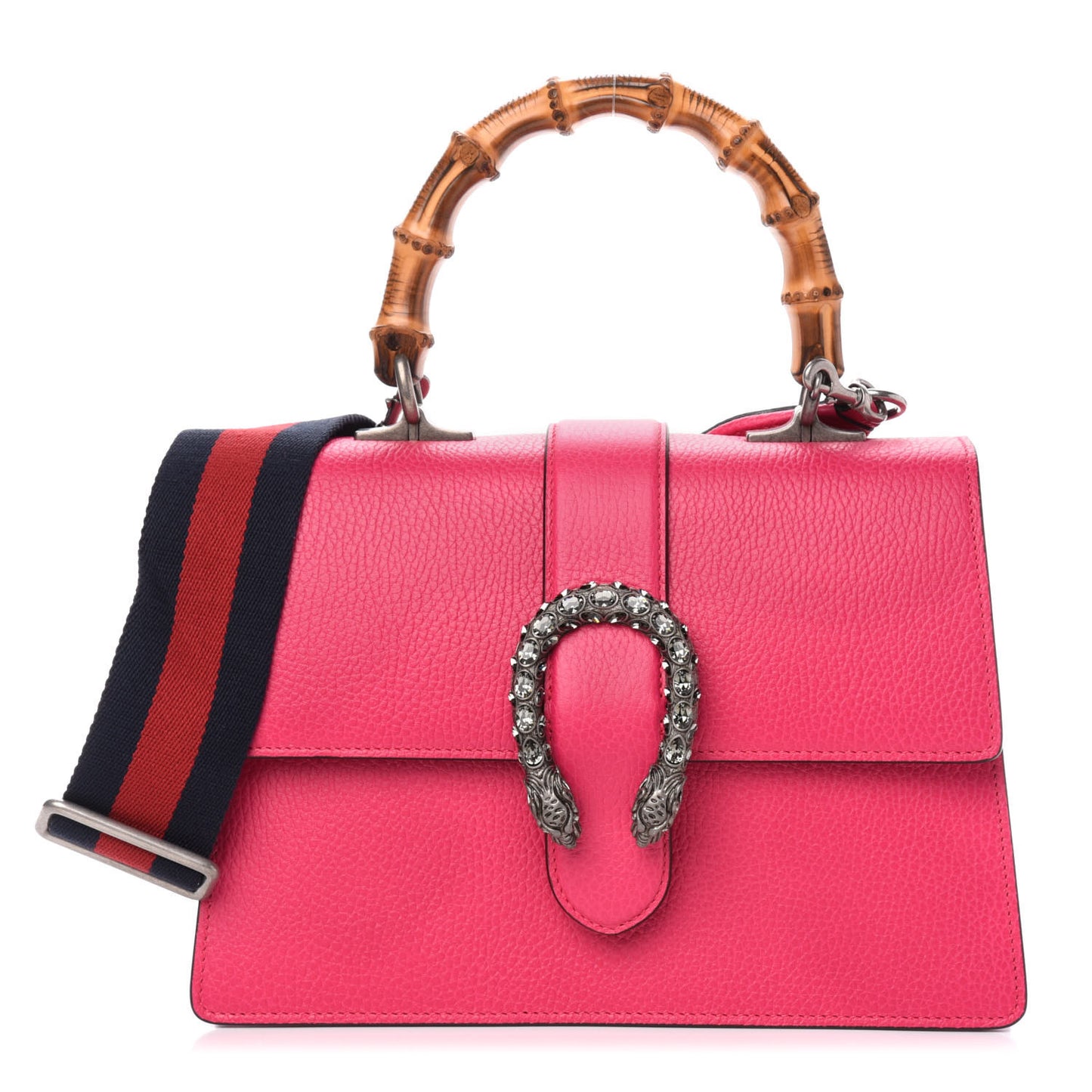 Dollar Calfskin Crystal Web Medium Dionysus Bamboo Top Handle Bag Box Pink Black Diamond