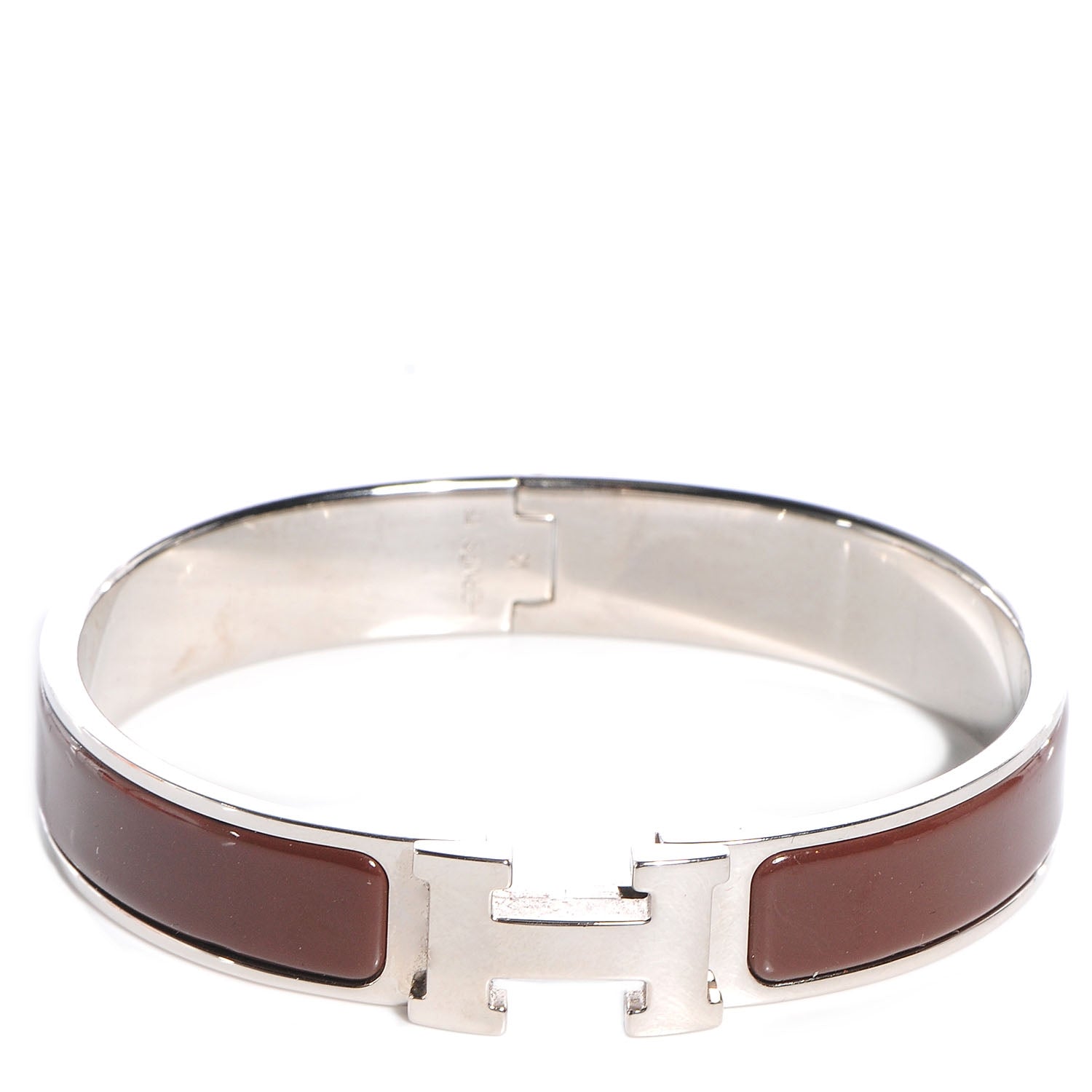 Hermes Enamel Narrow Clic Clac H Bracelet GM Moka 1 of 5