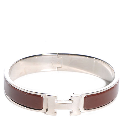 Hermes Enamel Narrow Clic Clac H Bracelet GM Moka 1 of 5