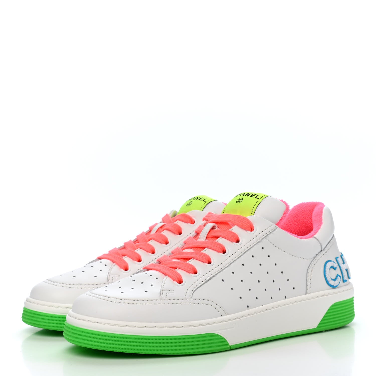 Chanel Calfskin Mens Logo Sneakers 43 White Multicolor 3 of 10