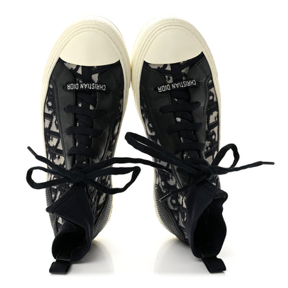 Christian Dior Technical Knit Calfskin Oblique Womens Walk'n Dior Mid Top Sneakers 36.5 Deep Blue 2 of 9