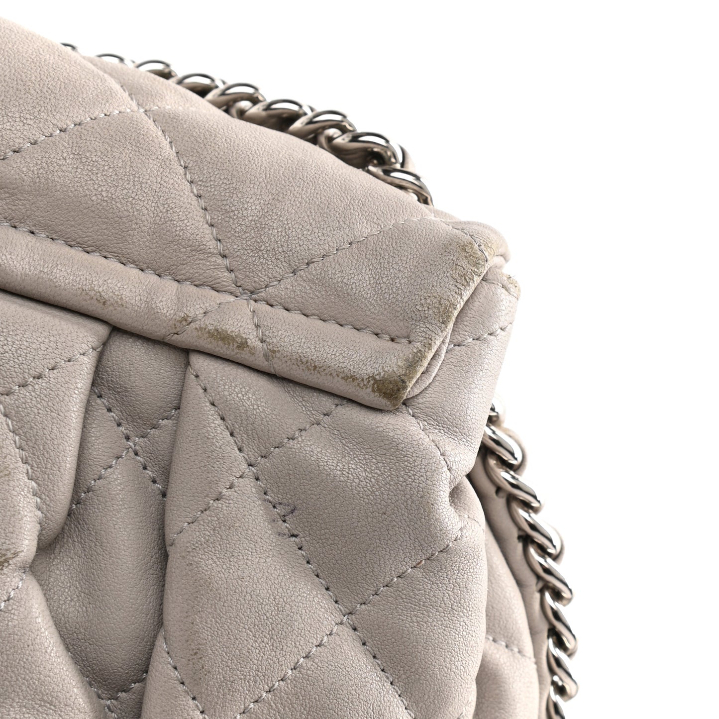 Washed Lambskin Quilted Medium Chain Around Flap Taupe
