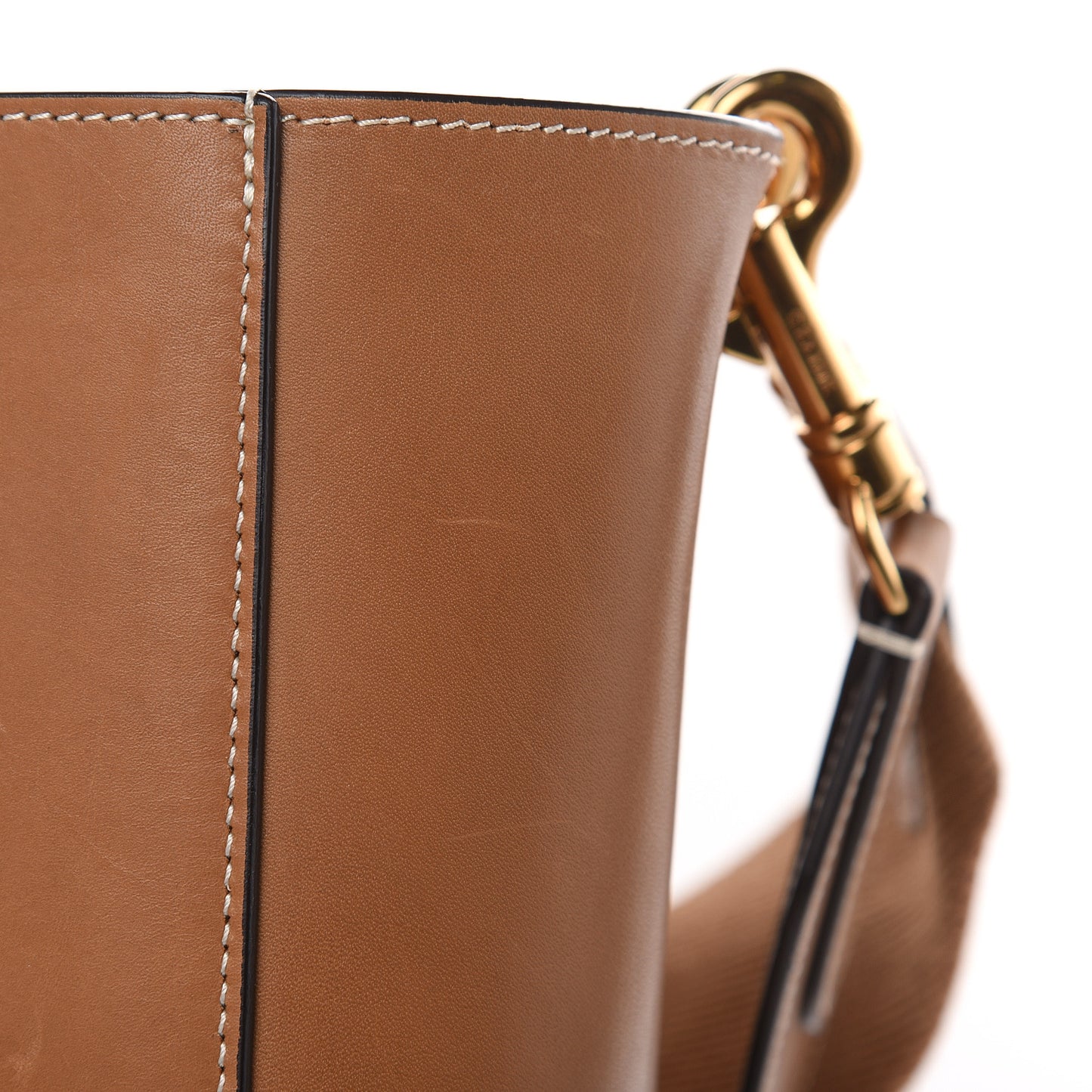 Natural Calfskin Sangle Bucket Bag Light Camel