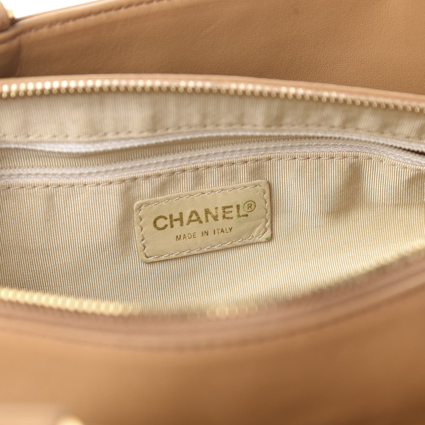 Lambskin Chocolate Bar Quilted Bag Beige