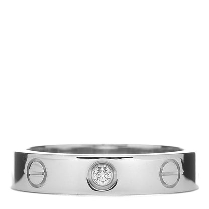 Cartier 18K White Gold Diamond 4mm LOVE Wedding Band Ring 50 5.25 1 of 4