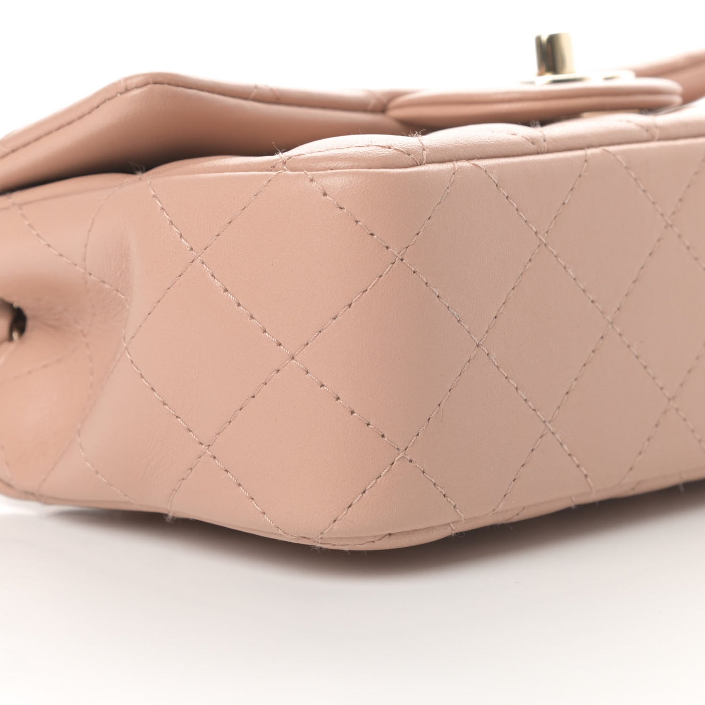 Lambskin Quilted Mini Rectangular Flap Beige