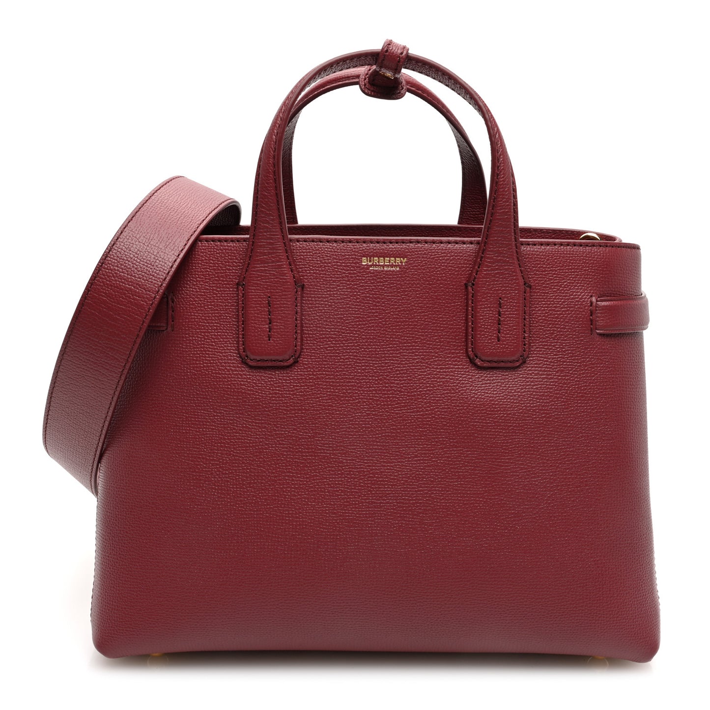 Grainy Calfskin House Check Medium Banner Tote Crimson