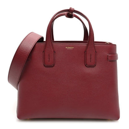 Burberry Grainy Calfskin House Check Medium Banner Tote Crimson 1 of 9