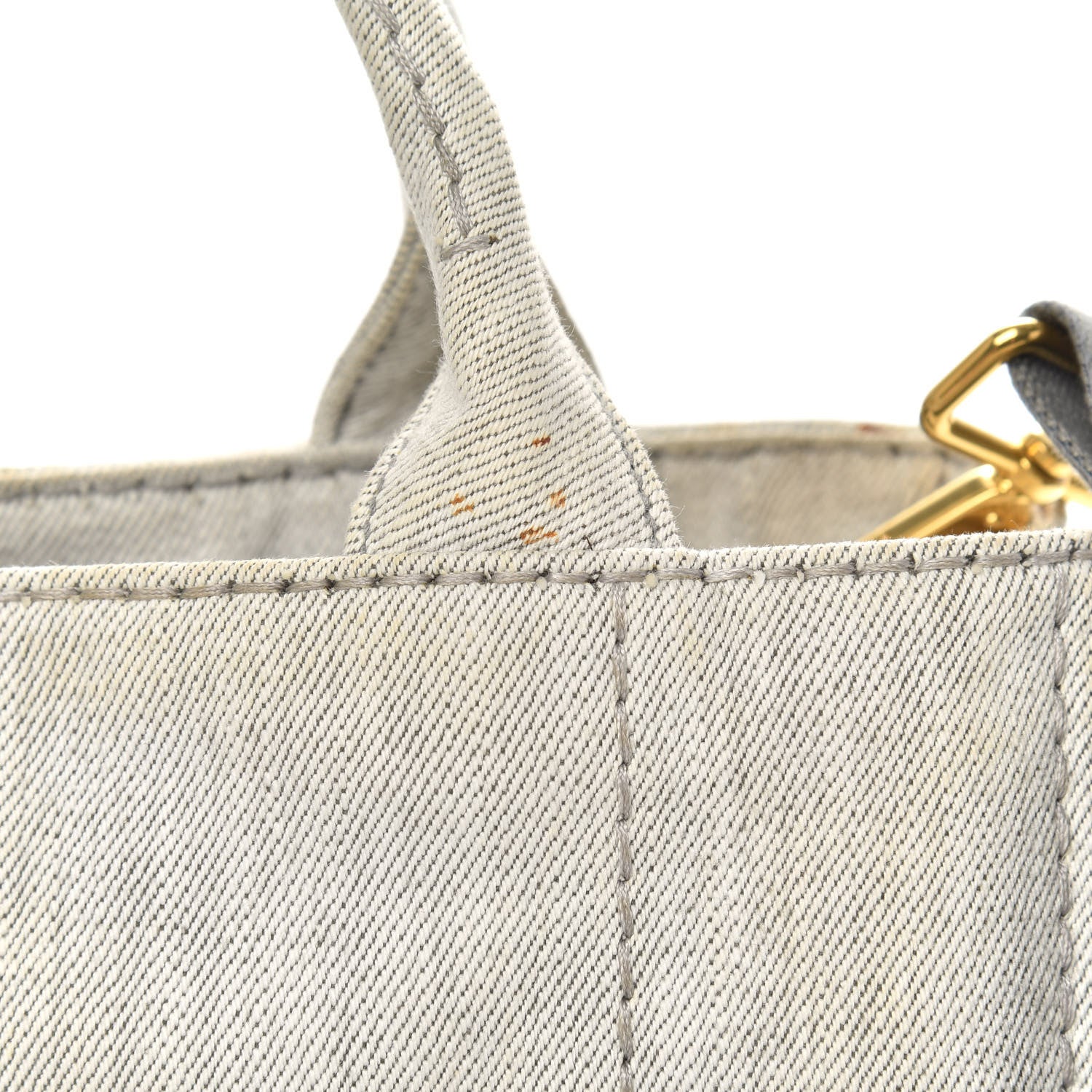 Prada Denim Small Logo Tote Bianco 12 of 14