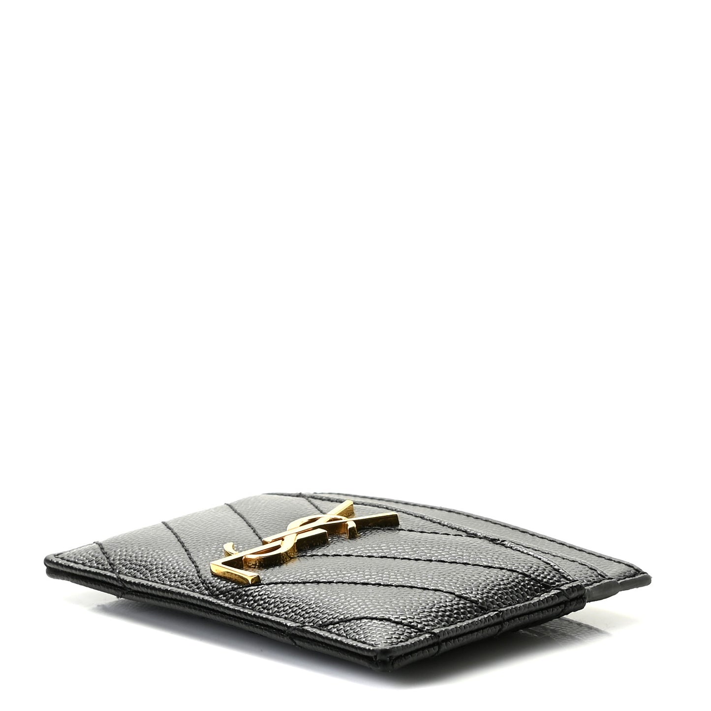 Grain De Poudre Matelasse Chevron Monogram Credit Card Case Black