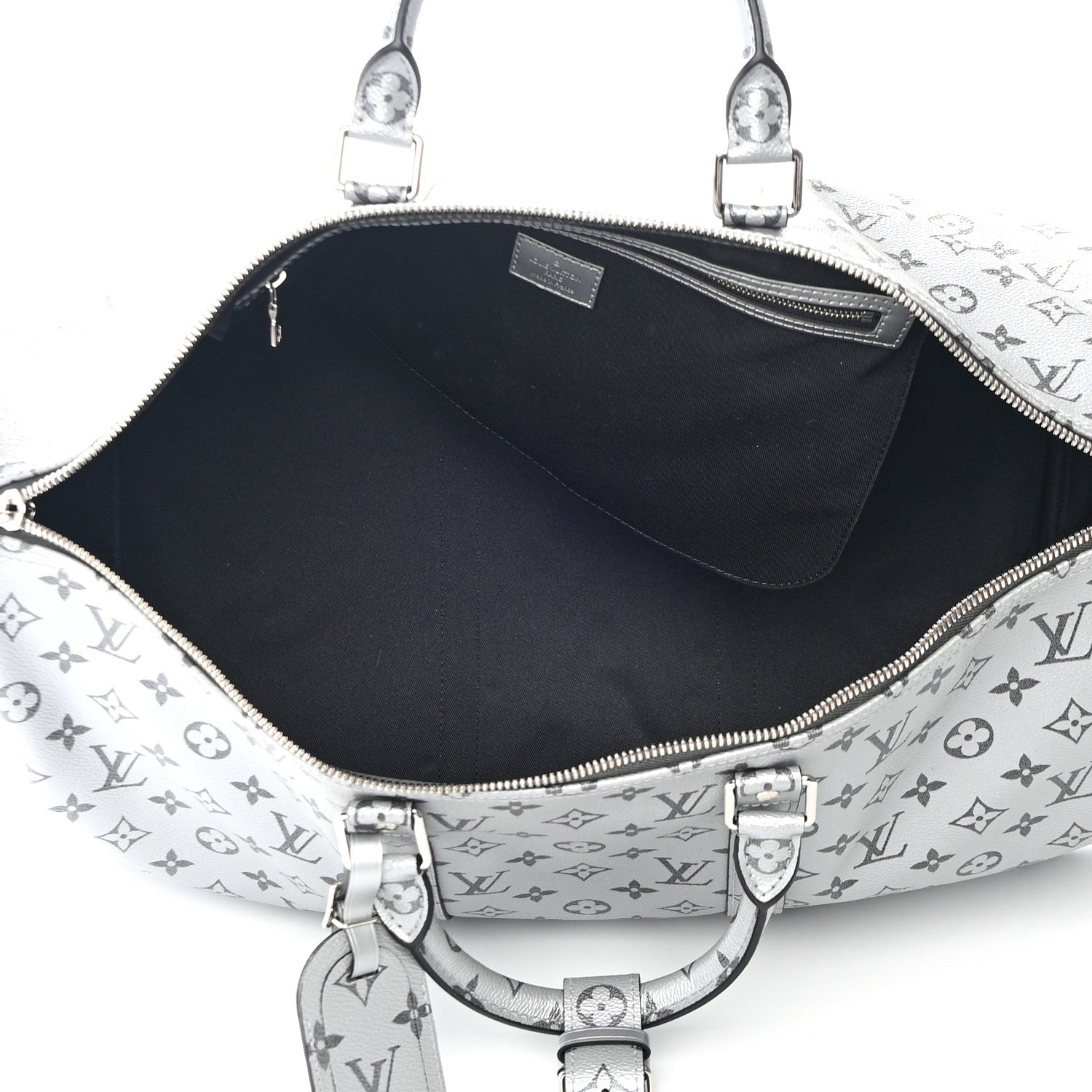 Louis Vuitton Metallic Monogram Keepall Bandouliere 50 Silver 4 of 10