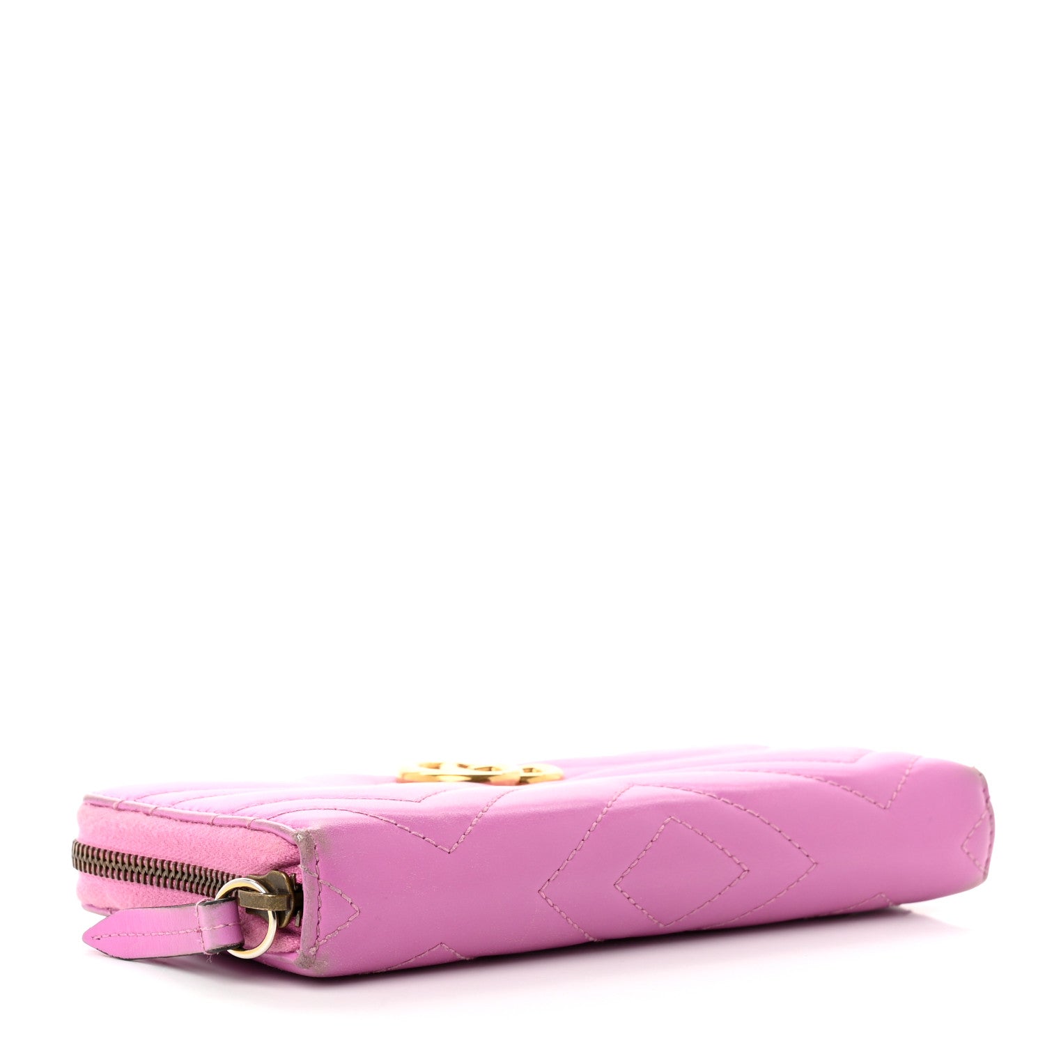 Gucci Calfskin Matelasse GG Marmont Zip Around Wallet Candy Mousse 4 of 11