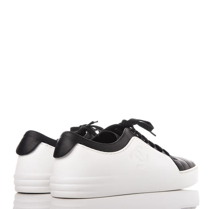 Chanel Calfskin Gum Womens CC Sneakers 41 Black White 4 of 14