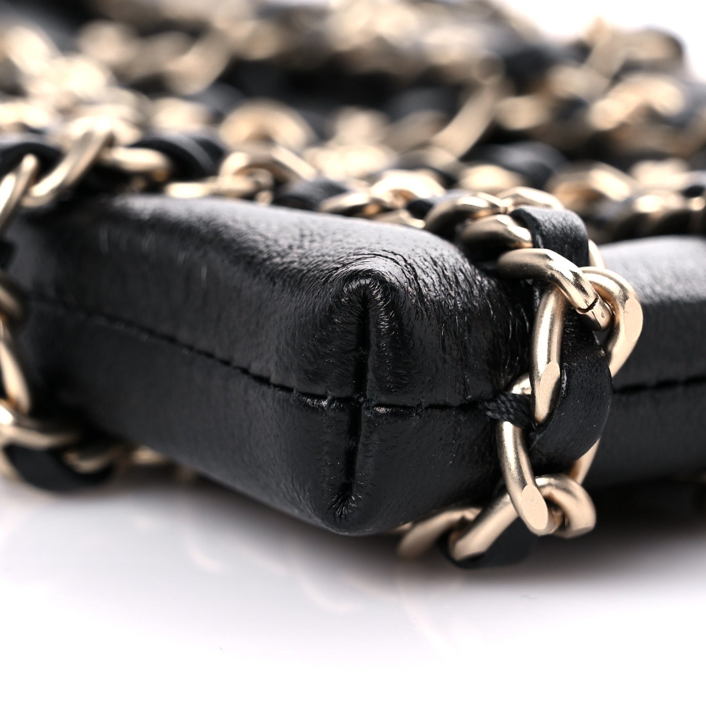 Lambskin Tech Me Out Clutch With Chain Black