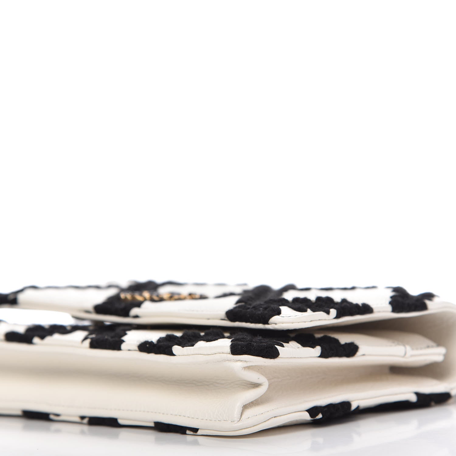Chanel Calfskin Crochet Chanel 19 Wallet On Chain WOC White Black 7 of 12
