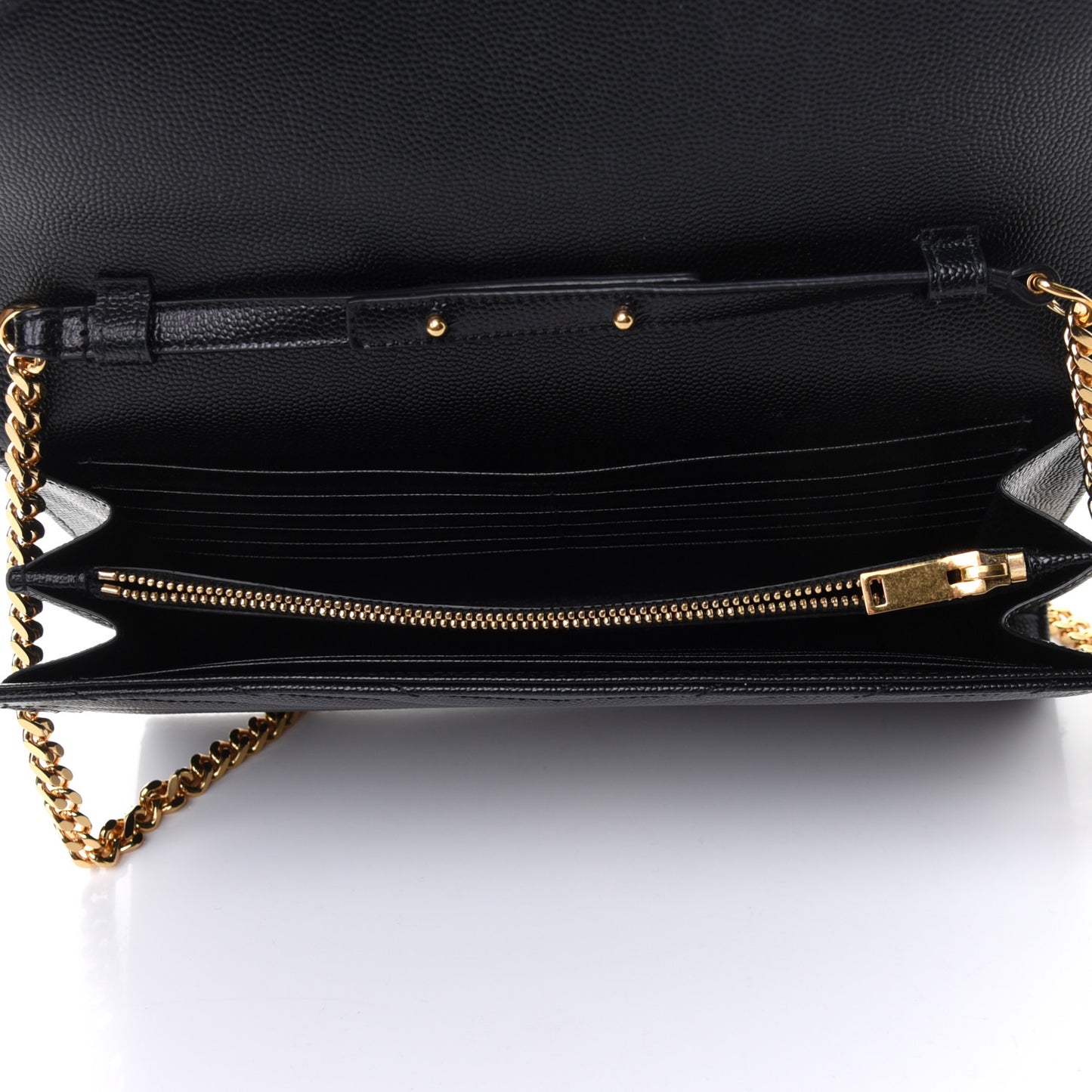 Grain De Poudre Matelasse Chevron Monogram Chain Wallet Black