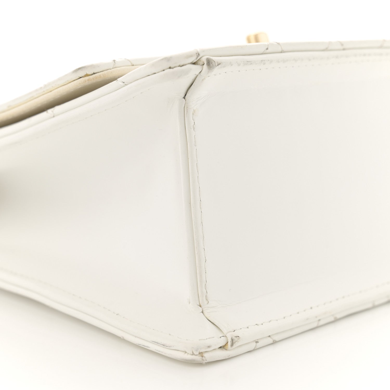 Chanel Glazed Calfskin Stitched Mini Square Flap White 9 of 14