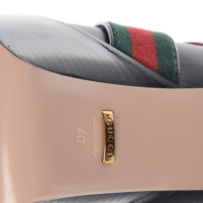 Gucci Malaga Kid Web Pearly GG Platform Loafer Pumps 40 Black Hibiscus Red Mystic White Blue 6 of 8