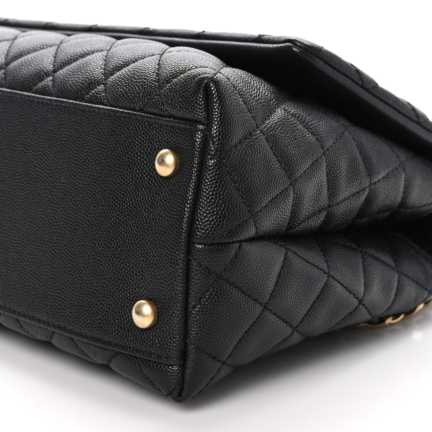 Caviar Quilted Small Coco Handle Flap Black