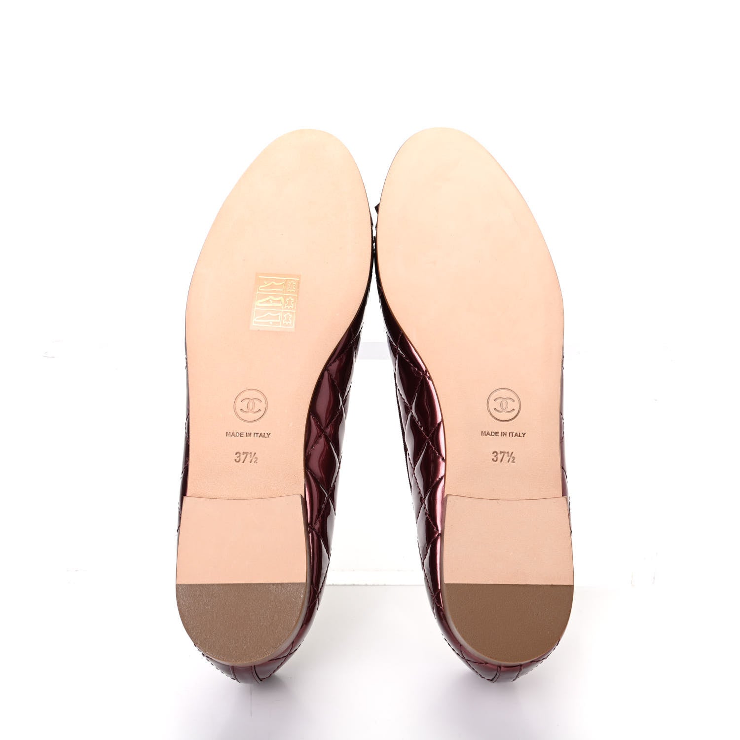 Chanel Patent Quilted Cap Toe CC Ballerina Flats 37.5 Rose Fonce 6 of 11