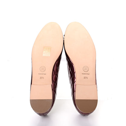 Chanel Patent Quilted Cap Toe CC Ballerina Flats 37.5 Rose Fonce 6 of 11