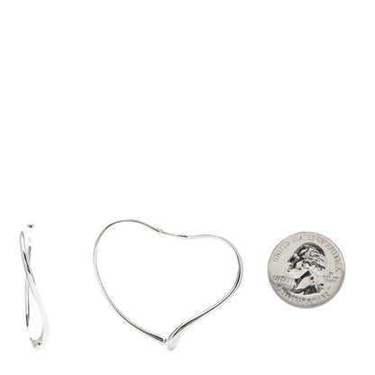 Tiffany Sterling Silver Medium Elsa Peretti Open Heart Hoop Earrings 2 of 5