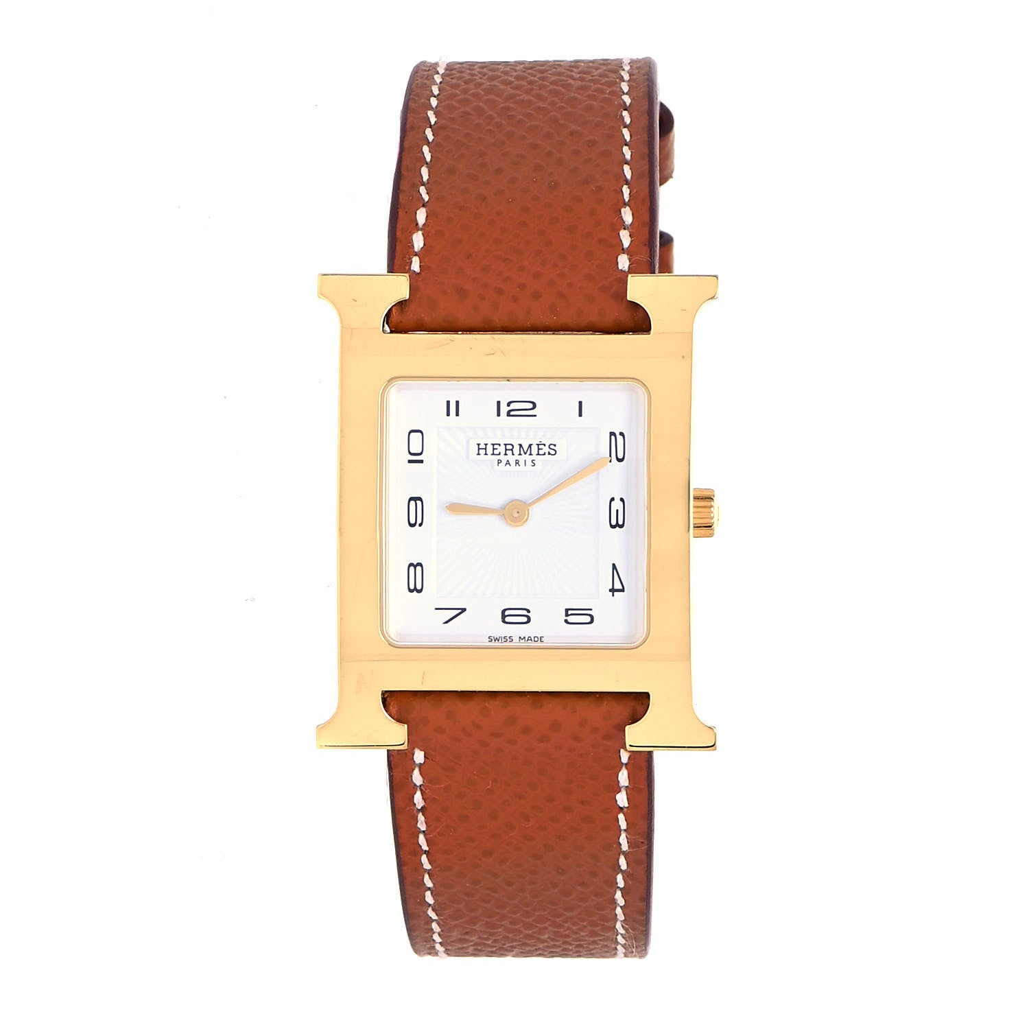 Hermes Stainless Steel Epsom 26mm Heure H Hour Quartz Watch Gold 1 of 5