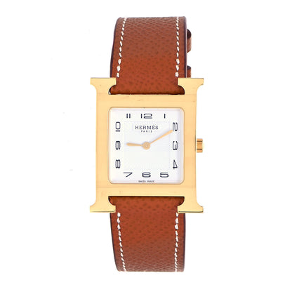 Hermes Stainless Steel Epsom 26mm Heure H Hour Quartz Watch Gold 1 of 5