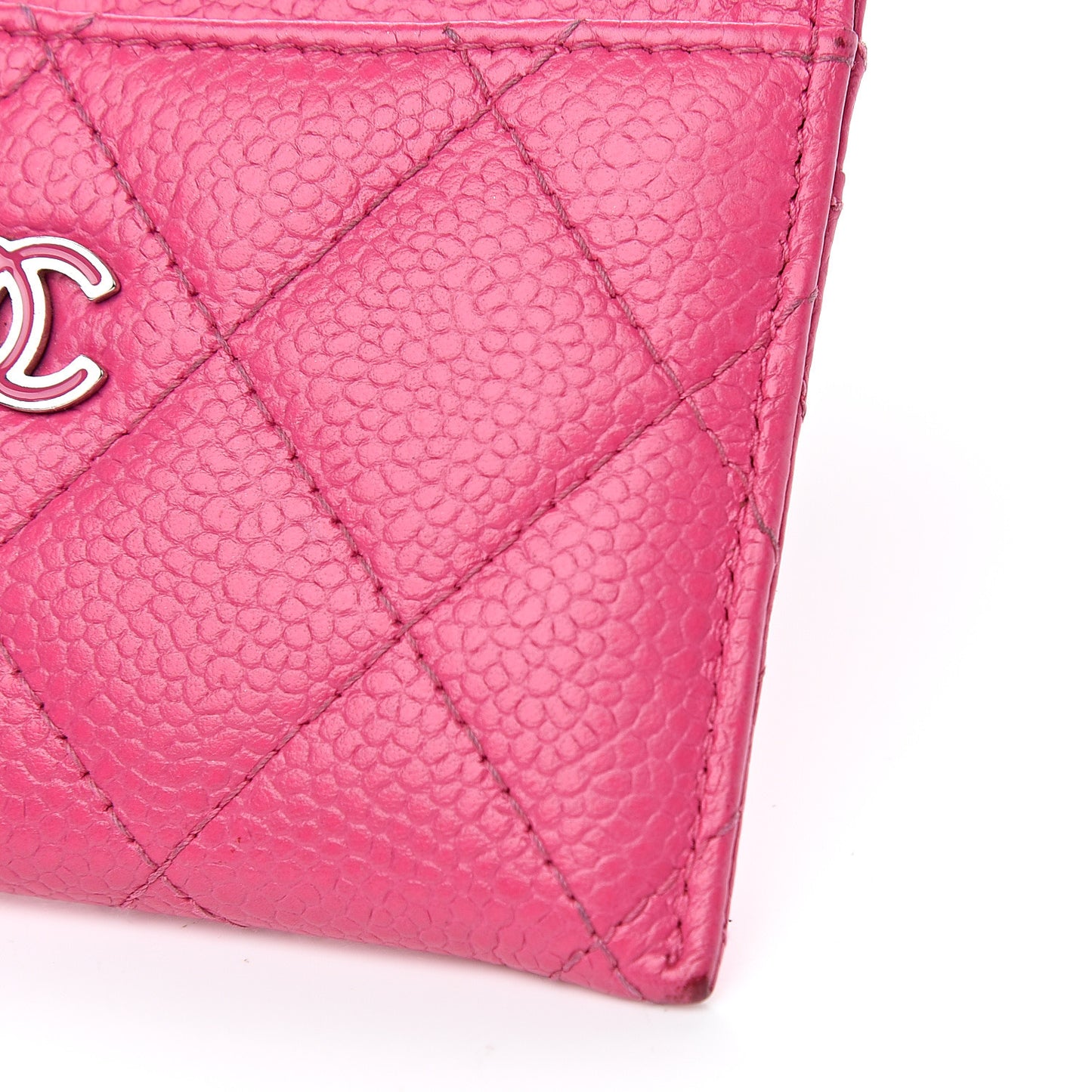 Caviar Quilted Card Holder Pink