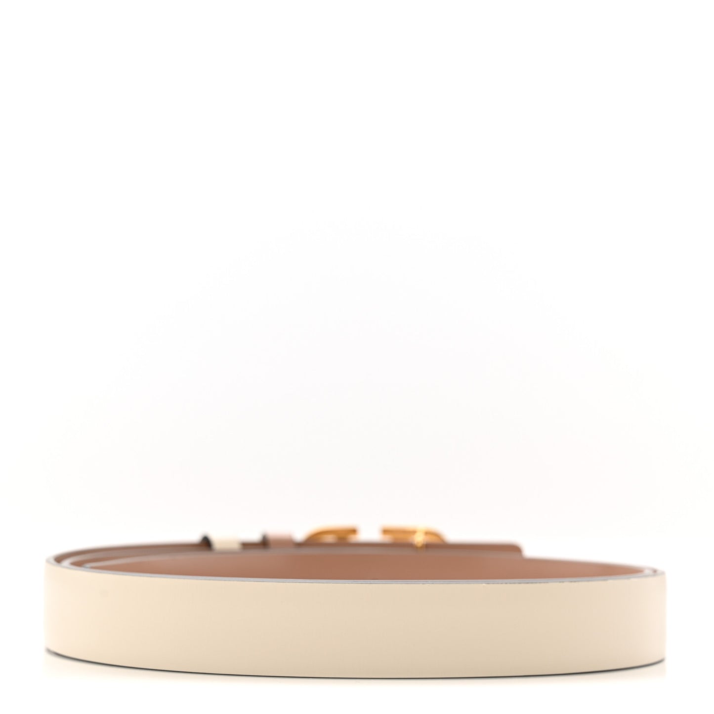 Glossy Calfskin VLogo Reversible 20mm Belt 85 34 Light Ivory Rose Cannelle